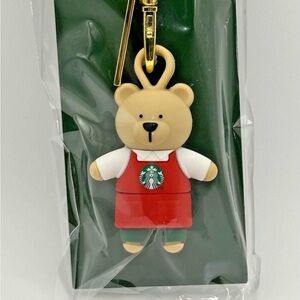 Starbucks Bear Keychain in Red and Gold